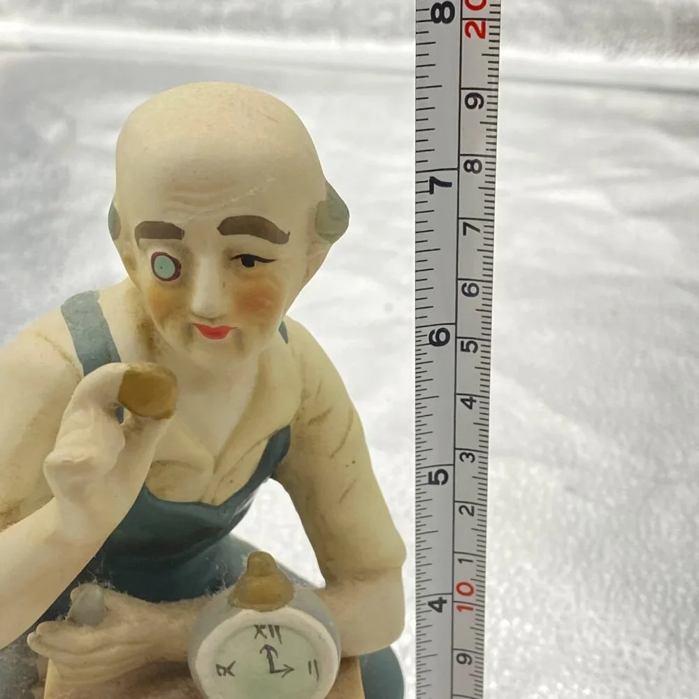 Vintage Porcelain Clockmaker Figurine Seated Craftsman Pocket Watch 7.5